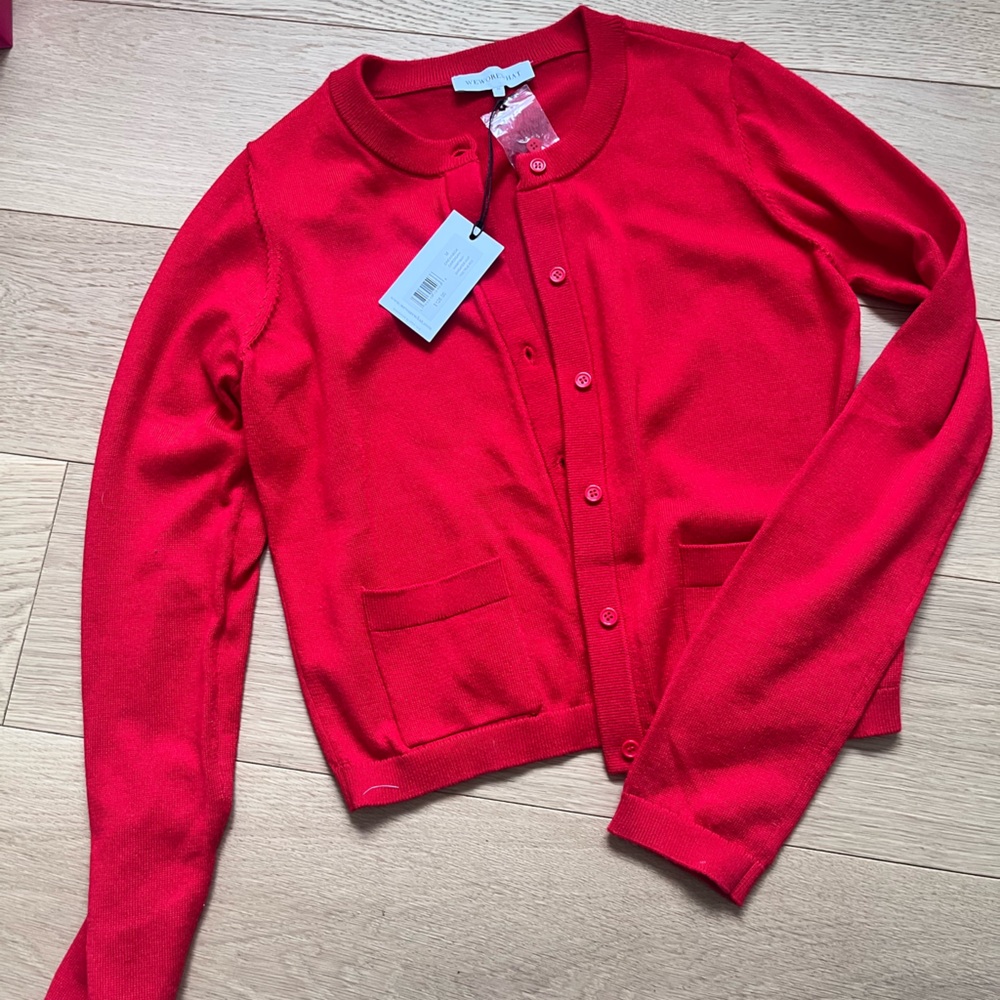 WeWoreWhat Red Button-Front Cardigan Sweater